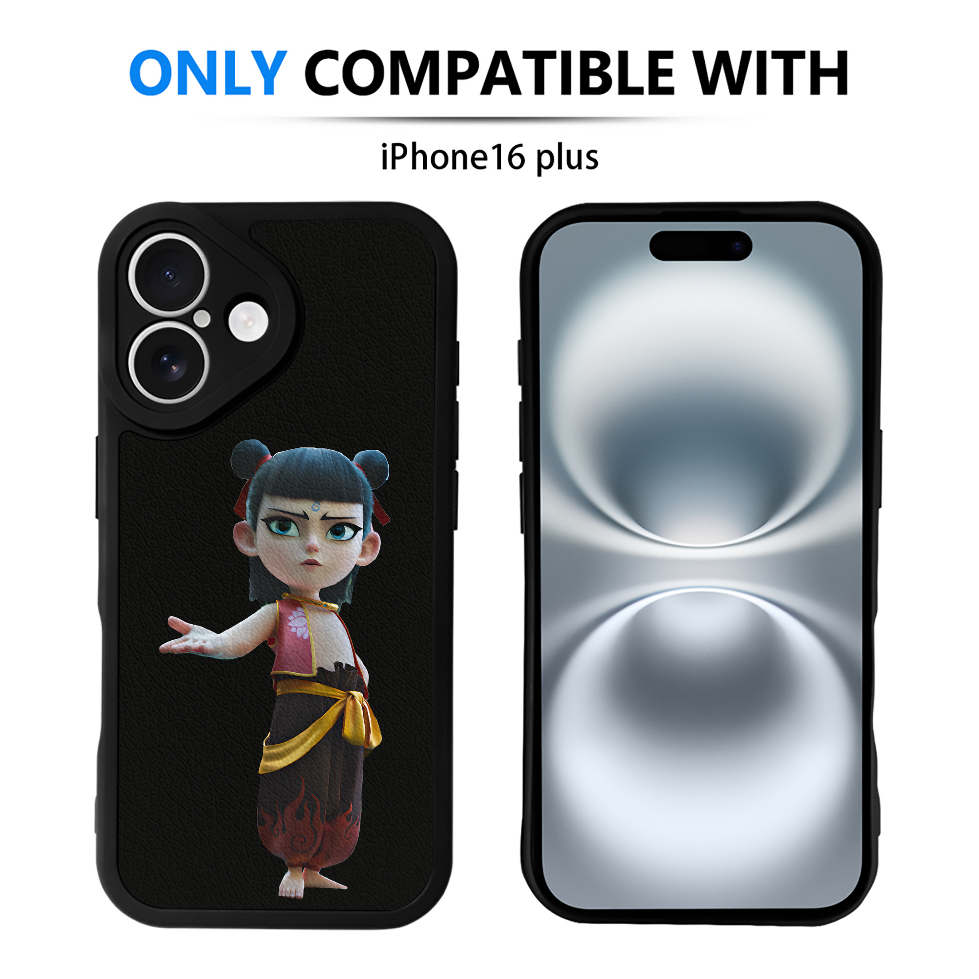 （画像用） Ne Zha 2 ナタ 魔童の大暴れ 【iPhone 16シリーズ対応】シリコンスマホケース（レザー調） 材質：シリコン